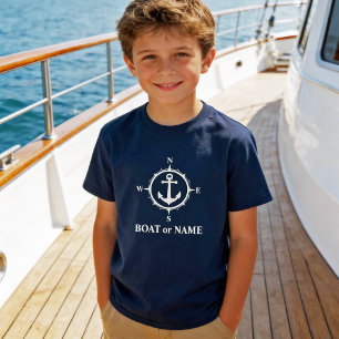 Nautical Compass Anchor Your Boat or Name Navy T-Shirt