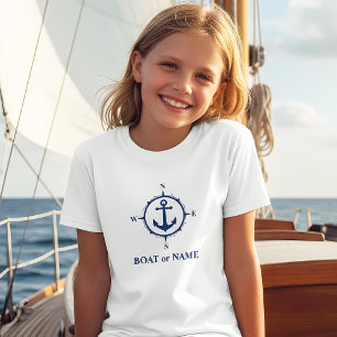 Nautical Compass Anchor Your Boat or Name White T-Shirt