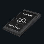 Nautical Compass Anchor & Your Name or Boat Name Trifold Wallet<br><div class="desc">Nautical Compass Anchor With Your Custom Name or Boat Name On This Durable Nylon Trifold Wallet. Choose your background and border colour to match your style. The Perfect gift for fathers day,  birthday or any occasion. Also makes a great conversation piece while protecting your valuables.</div>