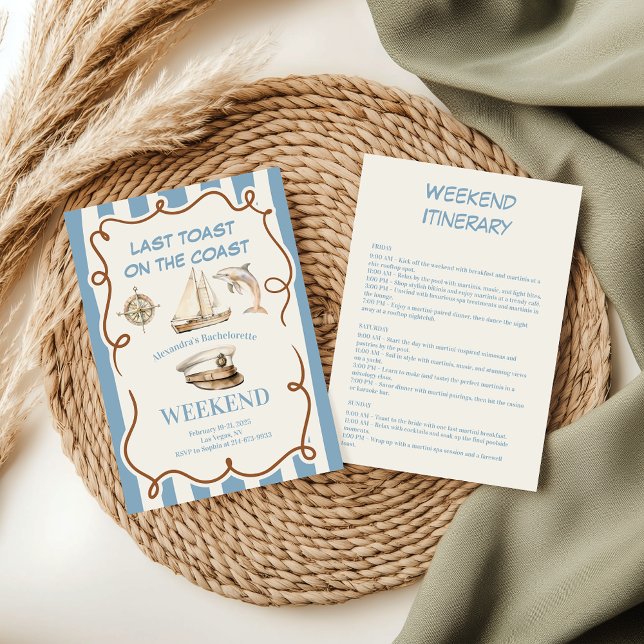 Nautical Compass and Dolphin Sailing  Bachelorette Invitation (Creator Uploaded)