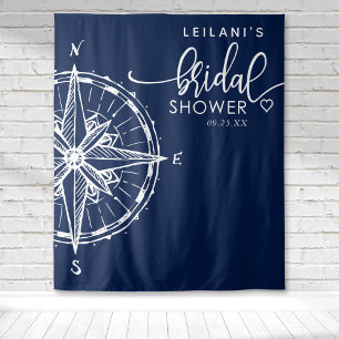 Nautical Compass Bridal Shower Navy Tapestry