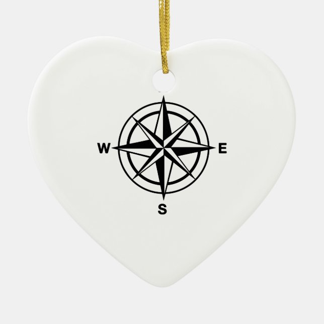 Nautical Compass Ceramic Tree Decoration (Front)
