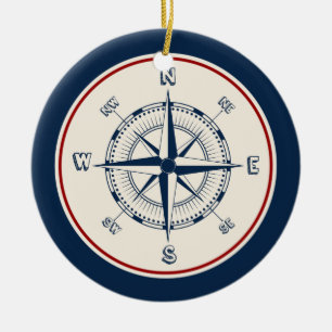 Nautical Compass Ceramic Tree Decoration