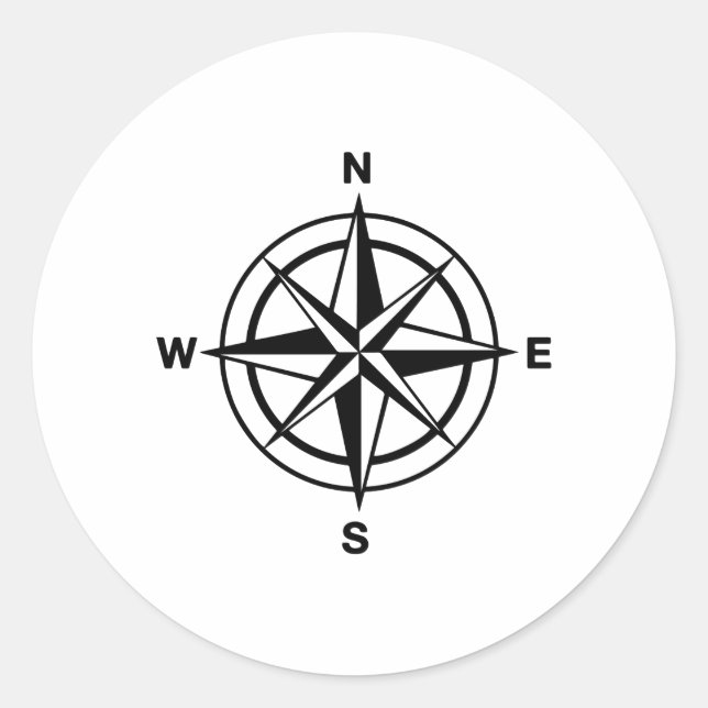 Nautical Compass Classic Round Sticker (Front)