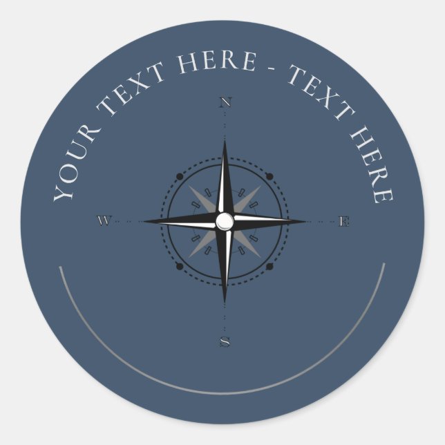 Nautical Compass Classic Round Sticker (Front)