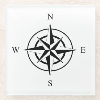 Nautical Compass Face Glass Coaster
