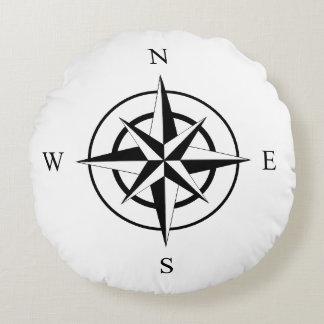 Nautical Compass Face Round Cushion