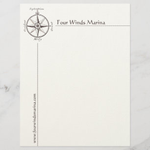 Nautical Compass Letterhead for Marina, Yacht Club