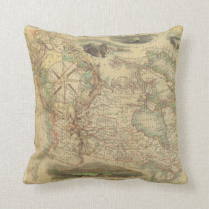 Nautical Compass Map Throw Pillow