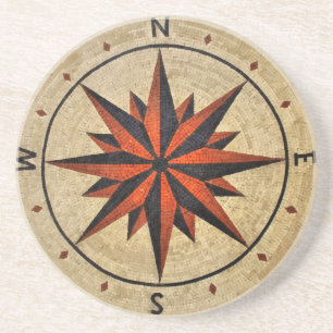 Nautical Compass Mosaic Decor Coaster