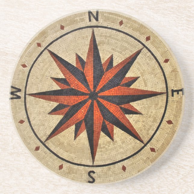 Nautical Compass Mosaic Decor Coaster (Front)