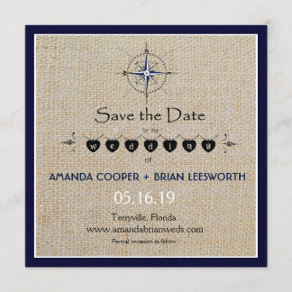 Nautical Compass/Navy Beach Wedding Save The Date