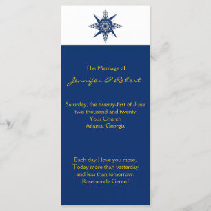 Nautical Compass Navy Yellow Wedding Program Programme