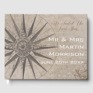 Nautical Compass Ocean Yacht Wedding Guest Book