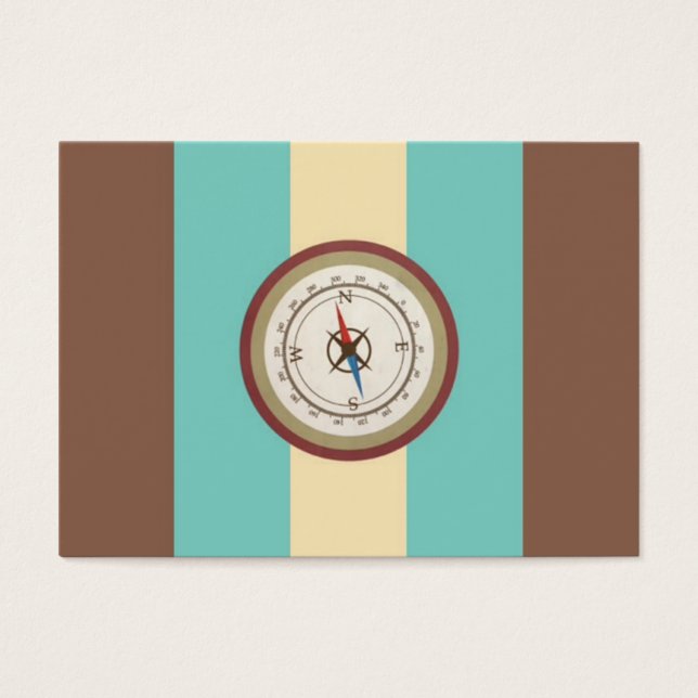 Nautical Compass On Vintage Retro Blue Cream Brown (Front)