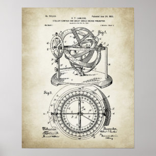 Nautical Compass Patent Poster