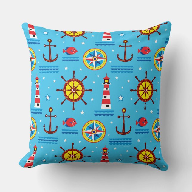 Nautical Compass Pattern Cushion (Front)