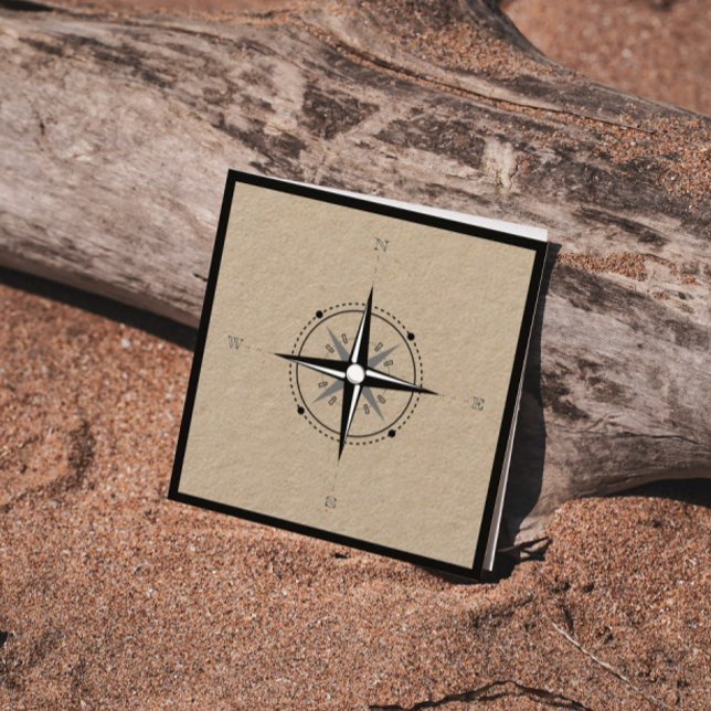 Nautical Compass Premium Kraft Square Business Card (Creator Uploaded)