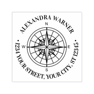 Nautical Compass Rose #3 Name Return Address  Self-inking Stamp