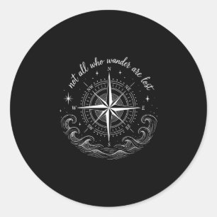 Nautical compass rose design with inspirational classic round sticker