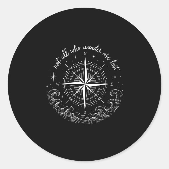 Nautical compass rose design with inspirational classic round sticker (Front)