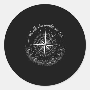 Nautical compass rose design with inspirational classic round sticker