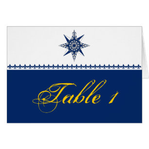 Nautical Compass Rose Navy Wedding Table Number