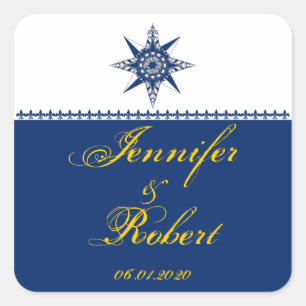 Nautical Compass Rose Navy Yellow Envelope Seal