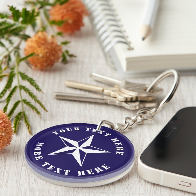 Nautical compass star custom boating or sailing key ring (Front Right)