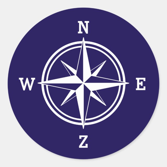 Nautical compass star custom colour round stickers (Front)