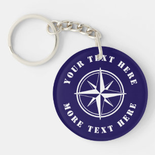 Nautical compass star custom keychain