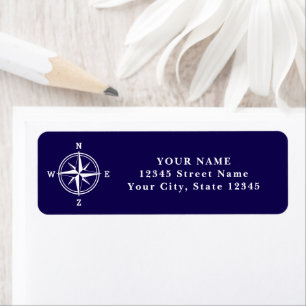 Nautical compass star custom return address label
