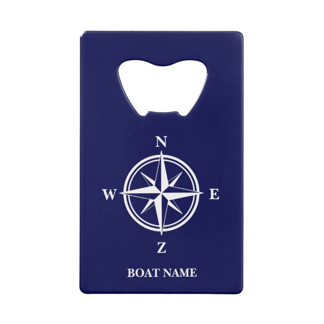 Nautical compass star navy blue custom boat name (Front)