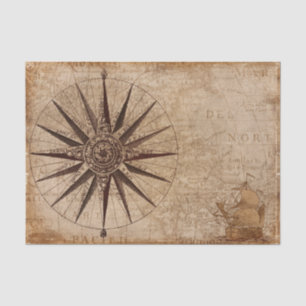 Nautical Compass Vintage Map Travel Tissue Paper