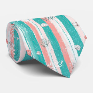 Nautical Coral Stripe Pattern Tie