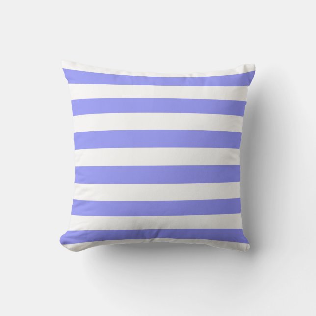 Nautical Cornflower Blue and White Striped Cushion (Front)