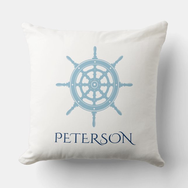 Nautical Cottage Navy Blue Personalised Cushion (Front)