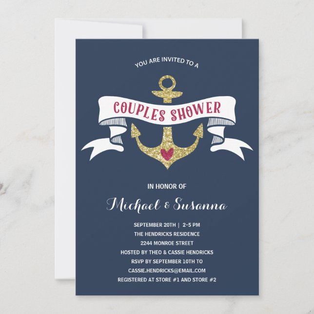 Nautical Couples Wedding Shower Invitation (Front)