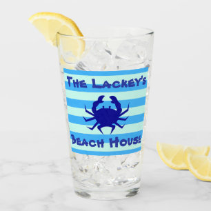 Nautical Crab Beach House Drinking Glass