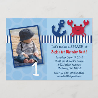 Nautical Crab Birthday Invitations