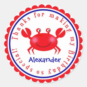 Nautical Crab Birthday Stickers