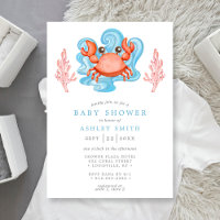 Nautical Crab Ocean Watercolor Baby Shower