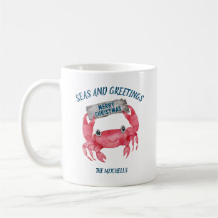 Nautical Crab Seas Greetings Christmas Coffee Mug