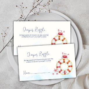Nautical Crab Starfish Diaper Raffle Baby Shower  Enclosure Card