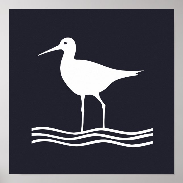 nautical CRANE BIRD silhouette | Poster (Front)