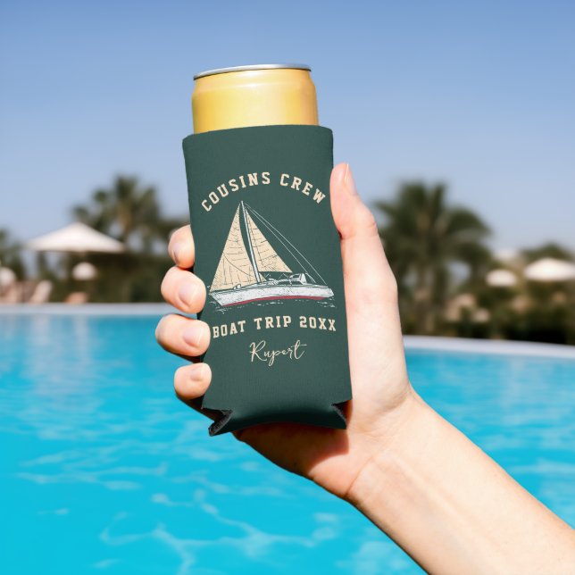 Nautical Crew Cousins Boat Trip Matching Seltzer Can Cooler (In Situ Pool)