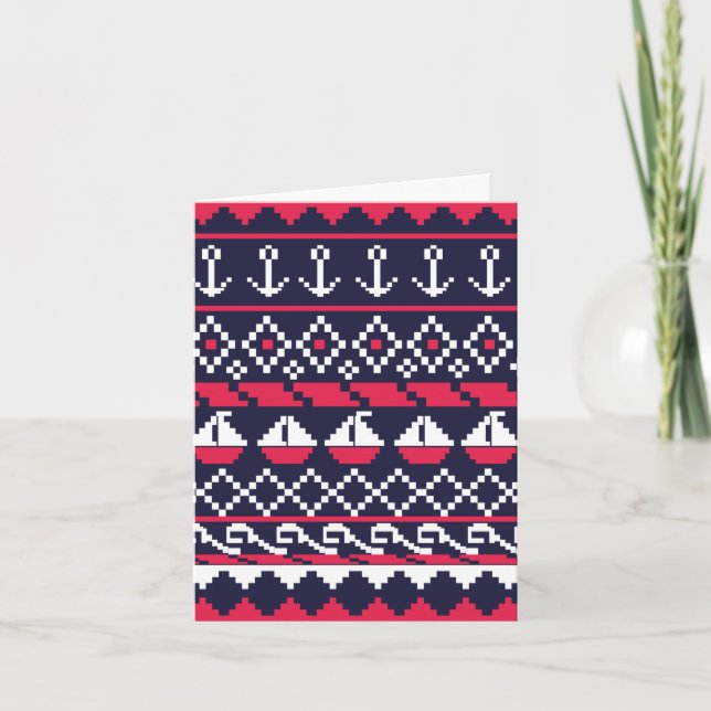 Nautical Cross stitch Note Card (Front)