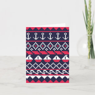 Nautical Cross stitch Note Card