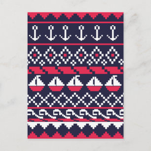 Nautical Cross stitch Postcard