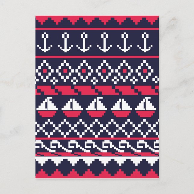 Nautical Cross stitch Postcard (Front)